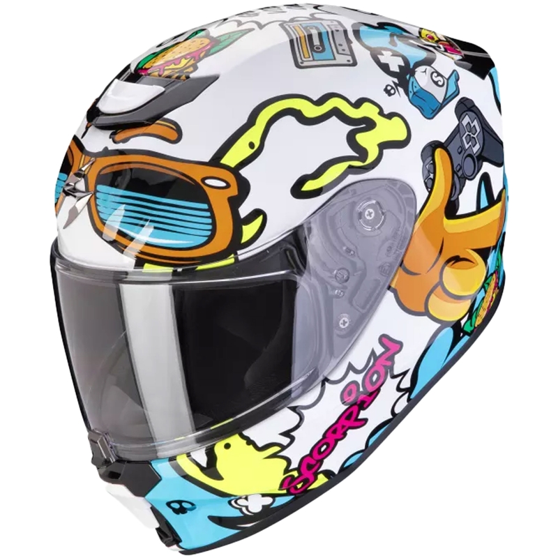 Dětská přilba na motorku Scorpion EXO-JNR AIR FUN bílo-modrá
