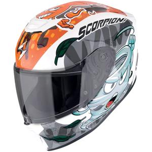 Kask motocyklowy The4elements Scorpion EXO-JNR AIR Biało-niebiesko-pomarańczowy