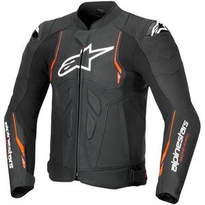 Kurtka motocyklowa skórzana Alpinestars Dusk Airflow czarno-fluo czerwona