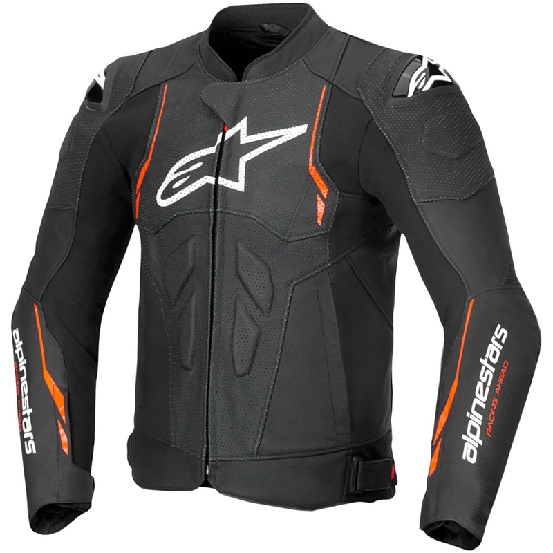 Kurtka motocyklowa skórzana Alpinestars Dusk Airflow czarno-fluo czerwona