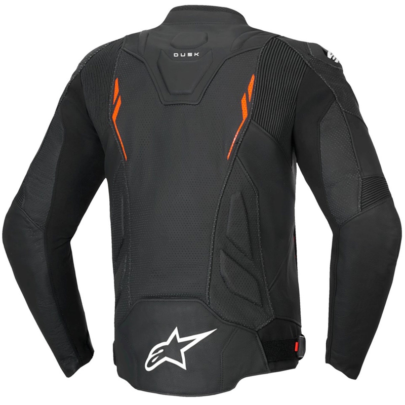Kurtka motocyklowa skórzana Alpinestars Dusk Airflow czarno-fluo czerwona