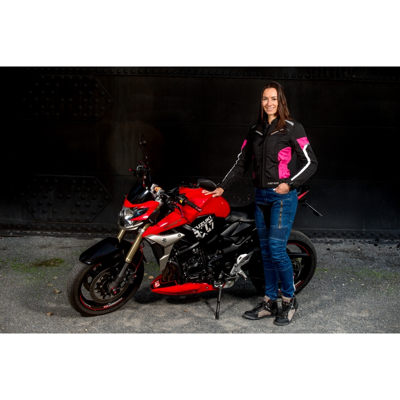 Damska kurtka motocyklowa Street Racer Betty czarno-biało-różowa wyprzedaż