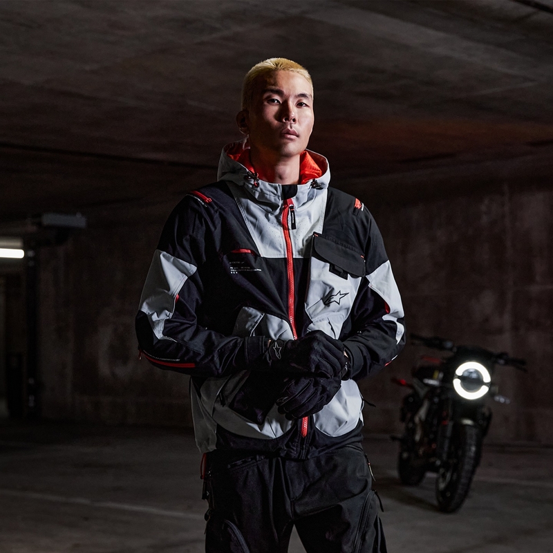 Kurtka motocyklowa Alpinestars MOGRESS AIR czarno-migdałowo-pomarańczowa