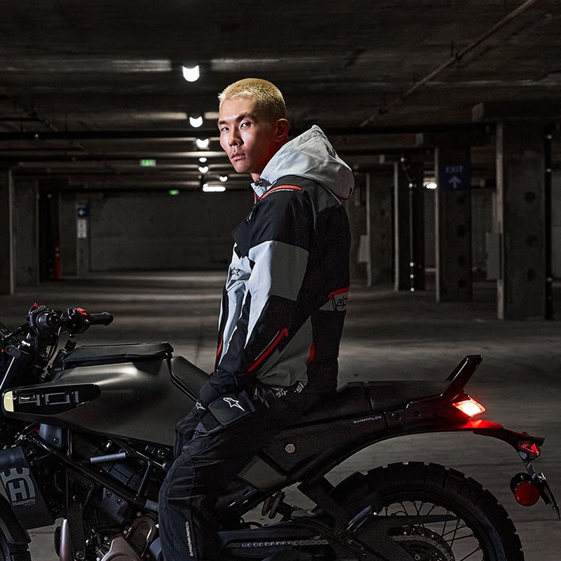 Kurtka motocyklowa Alpinestars MOGRESS AIR czarno-migdałowo-pomarańczowa