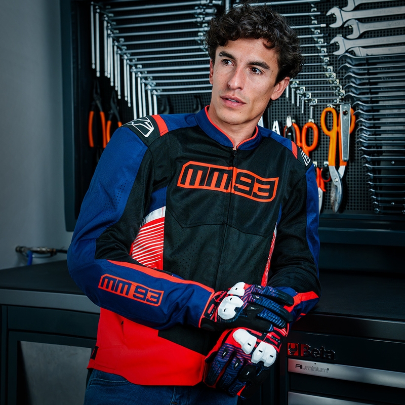 Kurtka motocyklowa Alpinestars T-SPS Air V2 MM93, kolekcja fluo, czerwono-niebiesko-czarno-biała