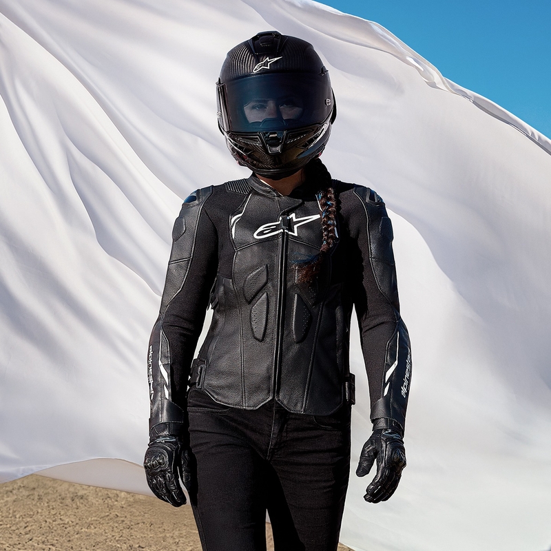 Kurtka motocyklowa skórzana damska Alpinestars Stella Dusk czarno-biała