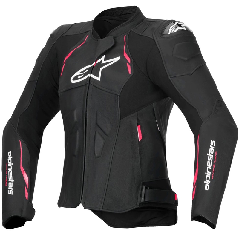 Kurtka motocyklowa skórzana damska Alpinestars Stella Dusk czarno-różowo-biała