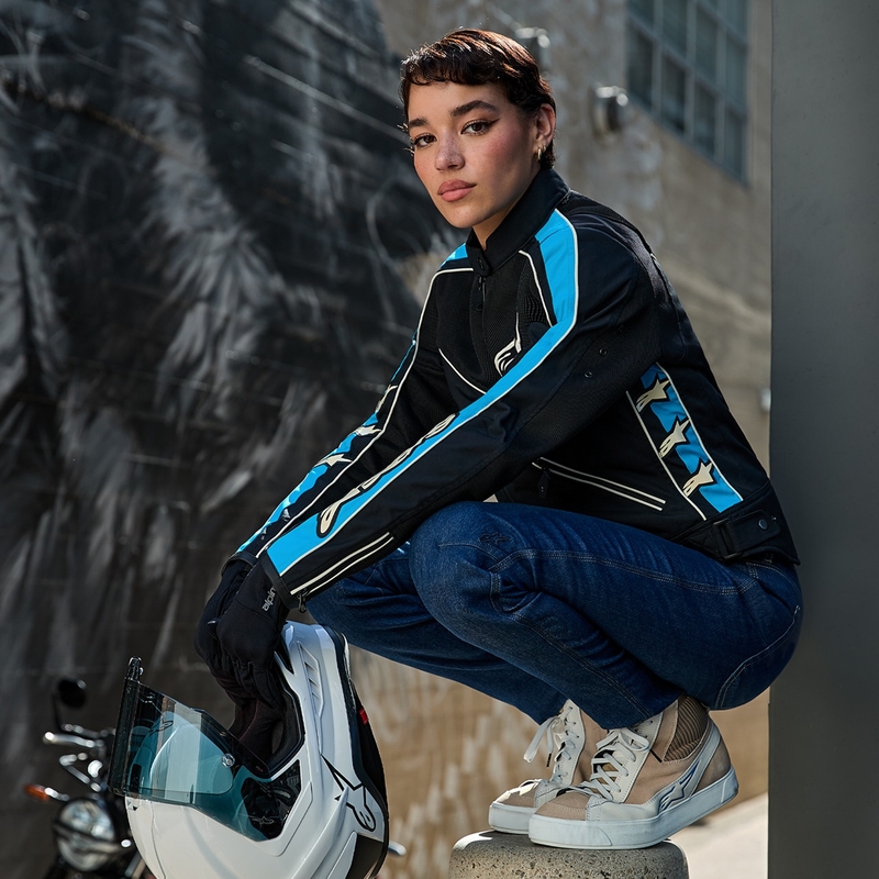 Kurtka motocyklowa damska Alpinestars STELLA T-DYNO AIR czarno-jasnoniebiesko-beżowa