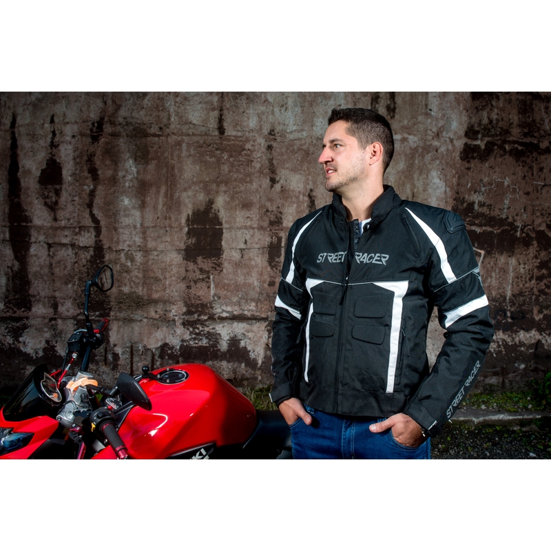 Kurtka motocyklowa Street Racer Spark czarno - biała