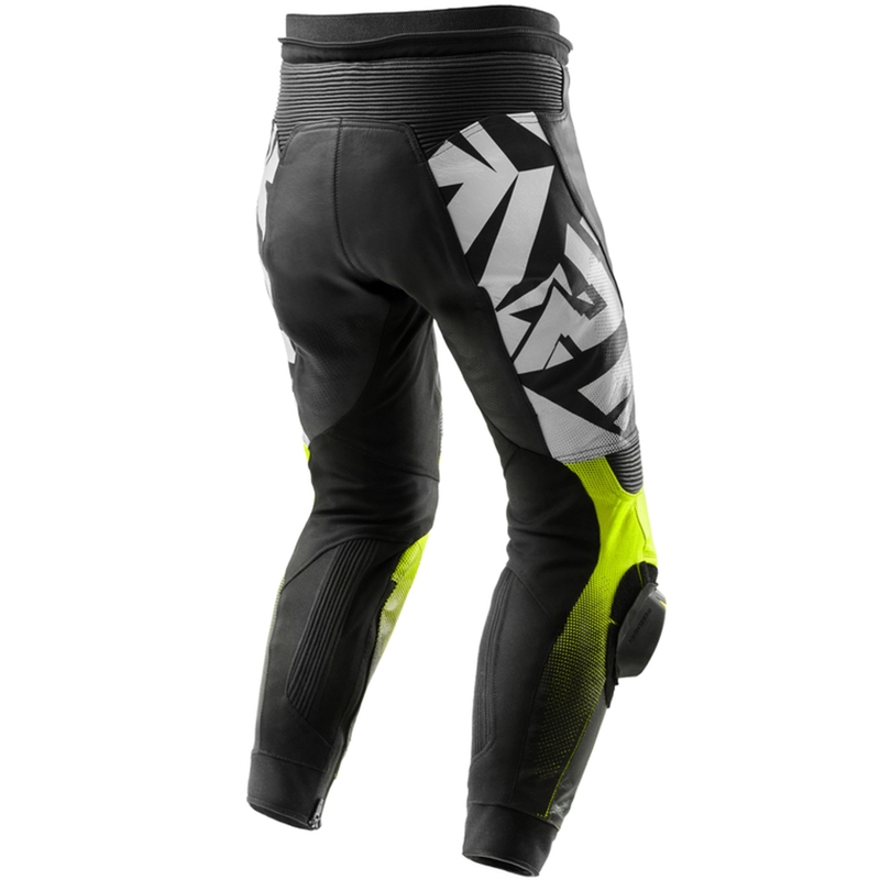 Skórzane spodnie motocyklowe Rebelhorn Inferno w kolorze czarno-fluo żółtym