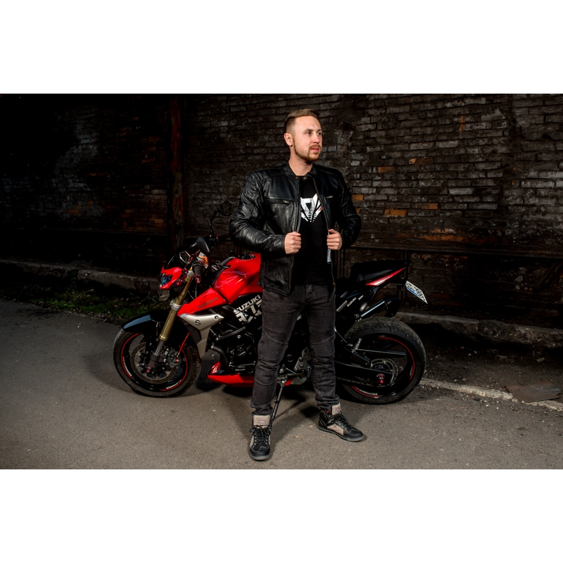 Skórzana kurtka motocyklowa Street Racer Spirit czarna