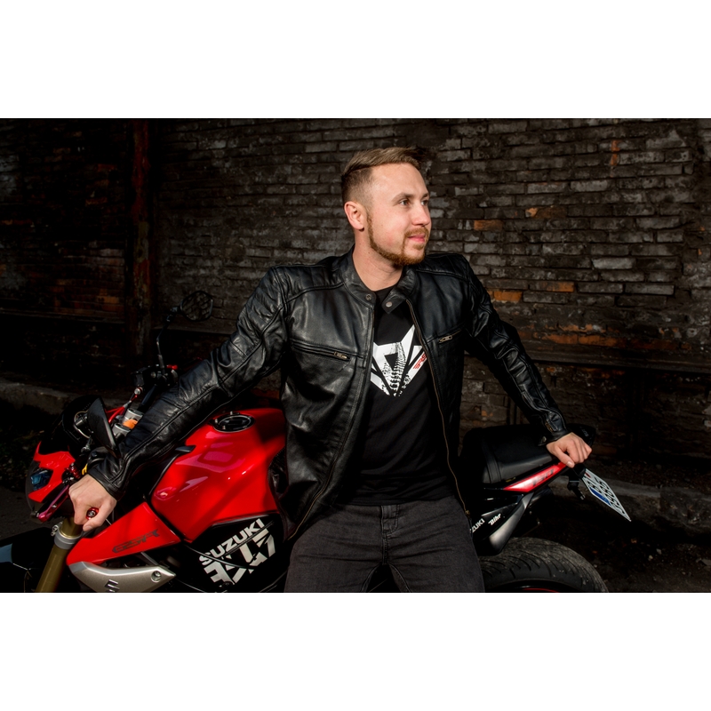 Skórzana kurtka motocyklowa Street Racer Spirit czarna
