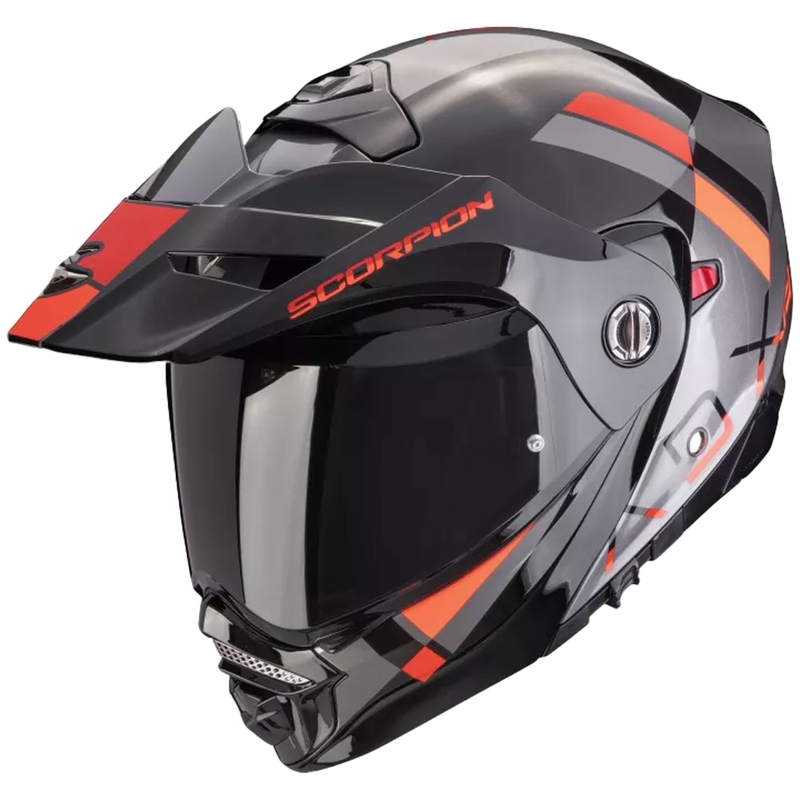 Výklopná helma na motorku Scorpion ADX-2 GALANE stříbrno-černo-červená wyprzedaż