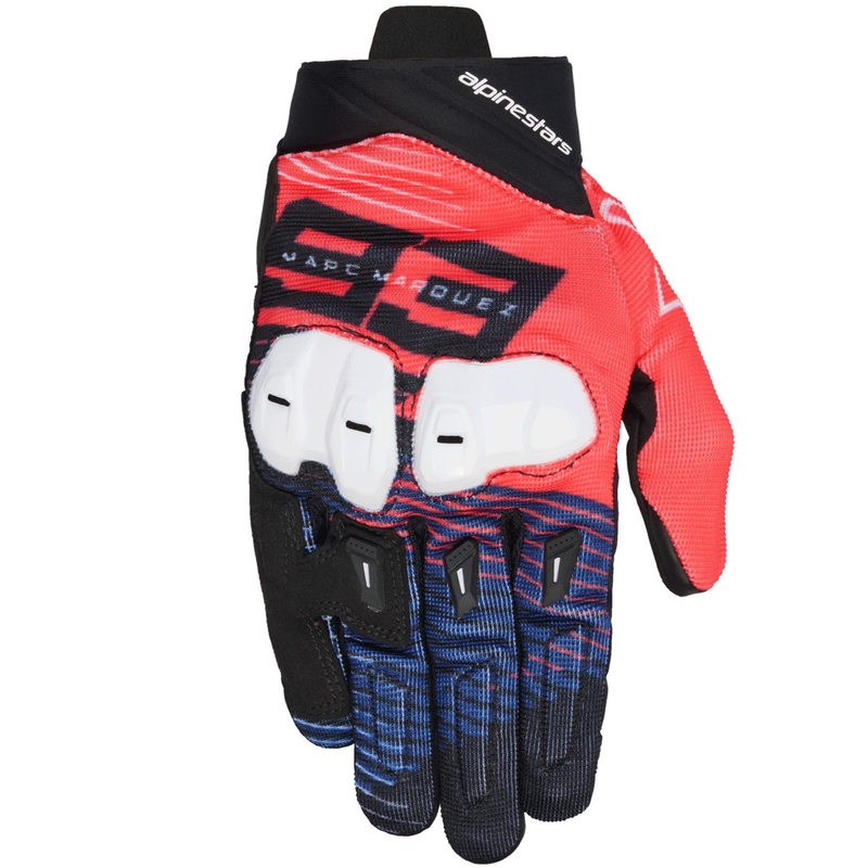 Rękawice motocyklowe Alpinestars SP X 1 MM93, kolekcja fluo, czerwono-niebiesko-czarno-białe