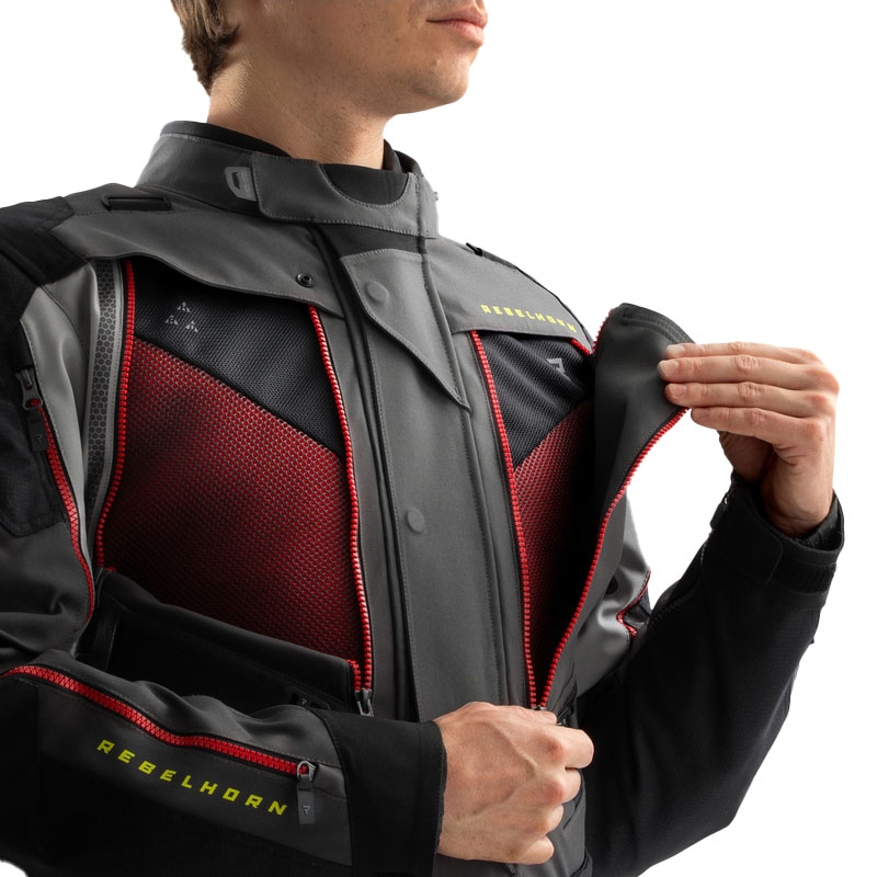 Kurtka motocyklowa Rebelhorn Hardy 3.0 antracytowo-szaro-żółta