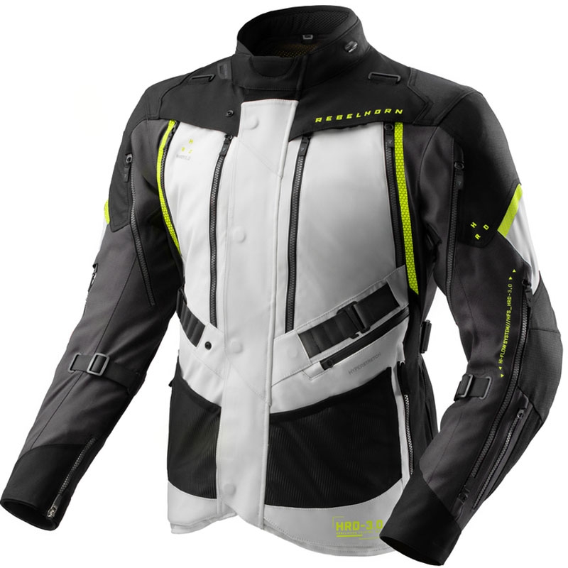 Kurtka motocyklowa Rebelhorn Hardy 3.0 czarno-szaro-fluo-żółta