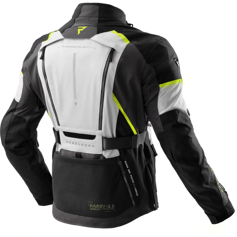 Kurtka motocyklowa Rebelhorn Hardy 3.0 czarno-szaro-fluo-żółta