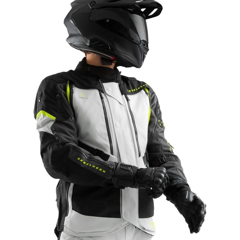 Kurtka motocyklowa Rebelhorn Hardy 3.0 czarno-szaro-fluo-żółta