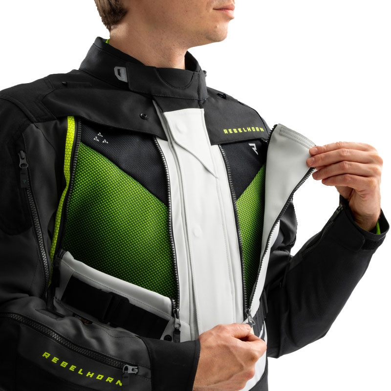 Kurtka motocyklowa Rebelhorn Hardy 3.0 czarno-szaro-fluo-żółta