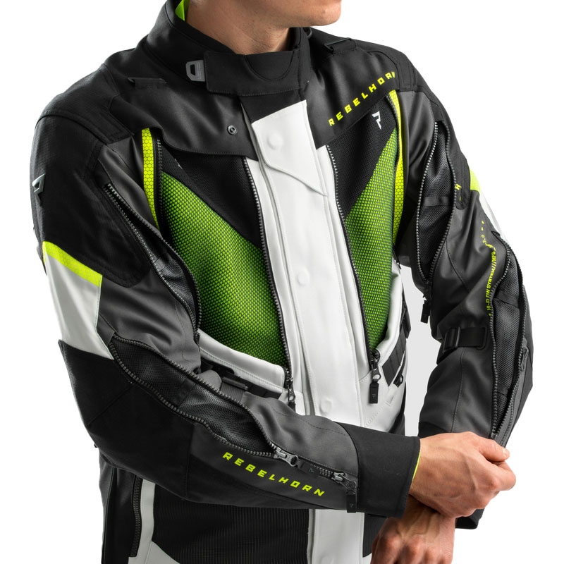 Kurtka motocyklowa Rebelhorn Hardy 3.0 czarno-szaro-fluo-żółta