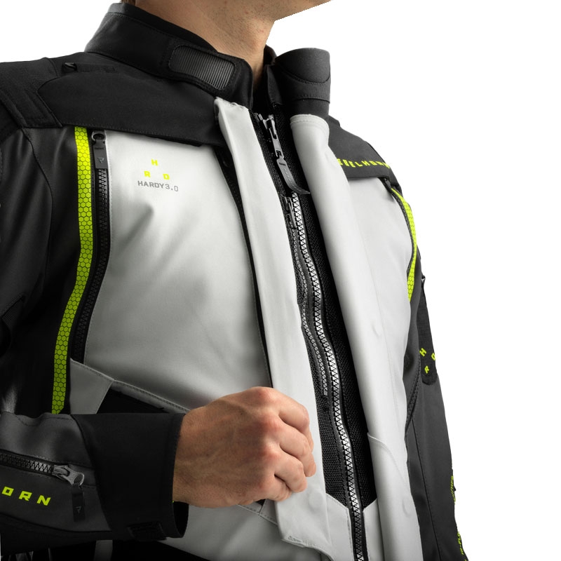 Kurtka motocyklowa Rebelhorn Hardy 3.0 czarno-szaro-fluo-żółta