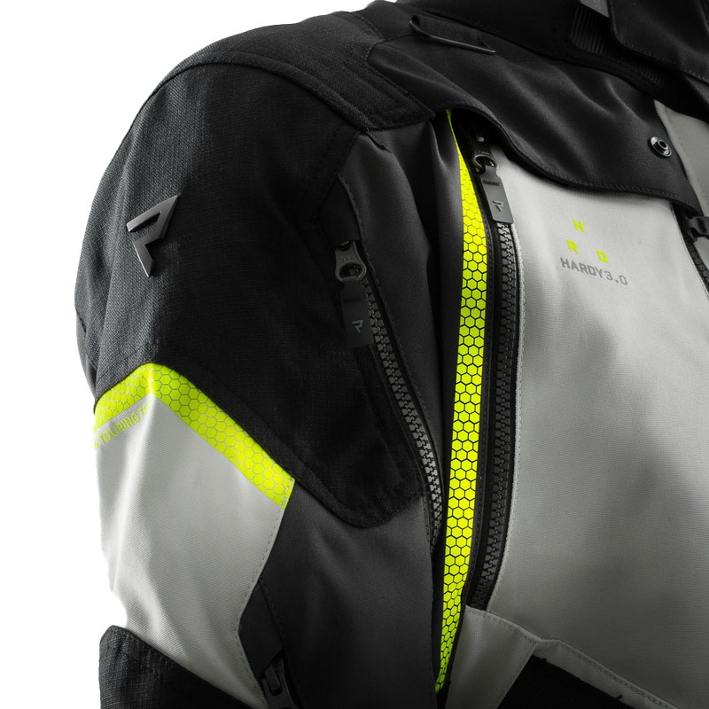 Kurtka motocyklowa Rebelhorn Hardy 3.0 czarno-szaro-fluo-żółta