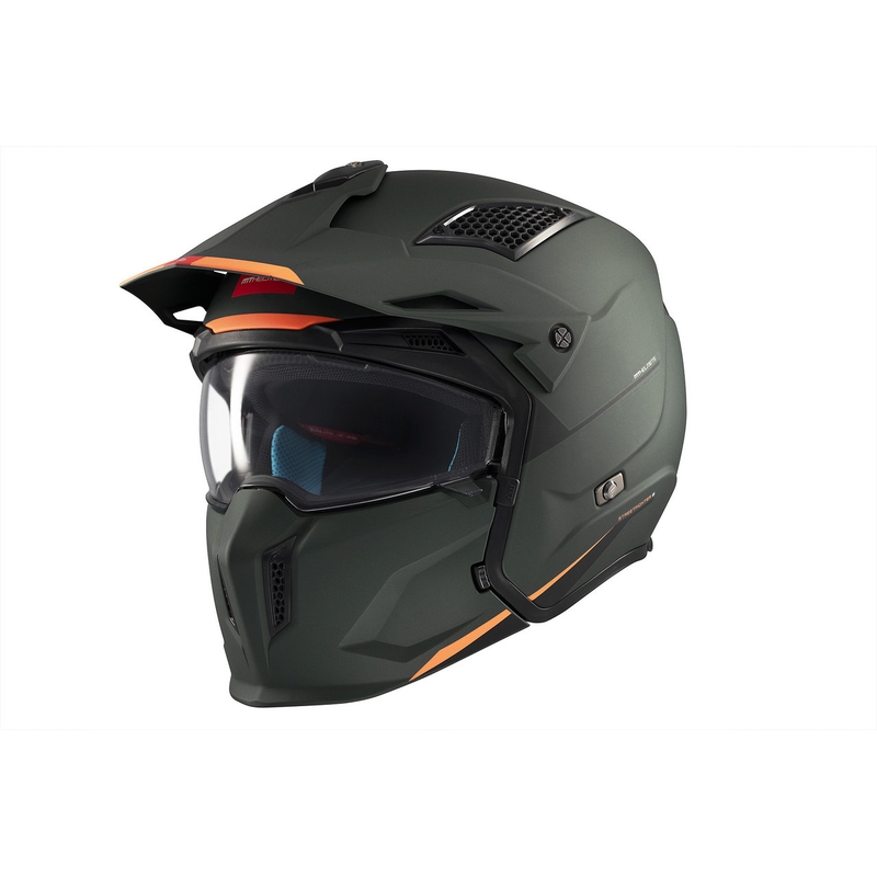 Kask otwarty z maską MT Streetfighter SV S Solid A6 matowa zieleń z wizjerem irydowym