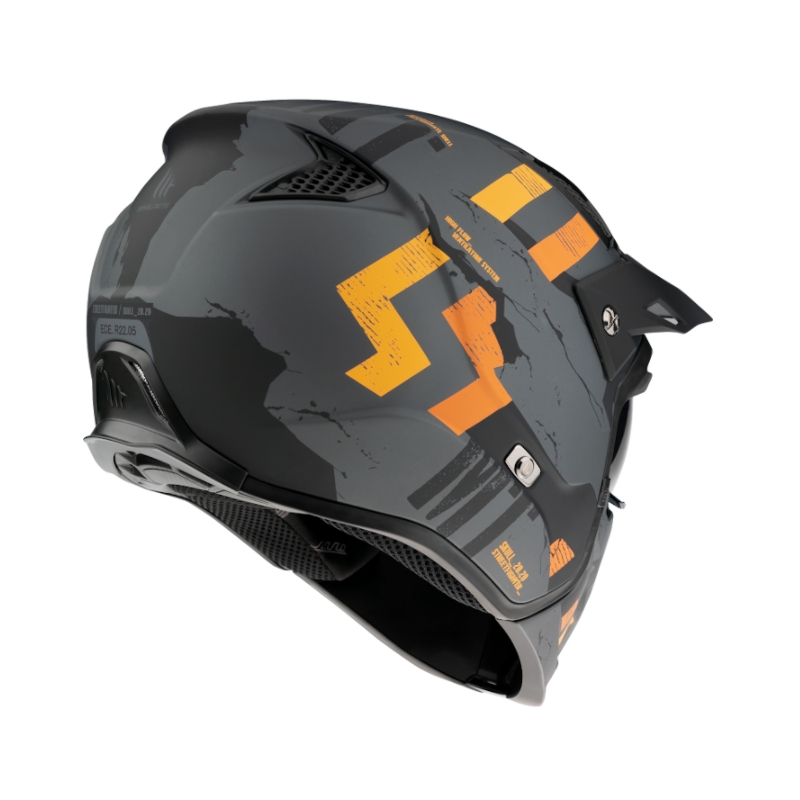 Kask otwarty z maską MT Streetfighter Skull 2020 szaro-pomarańczowy z wizjerem irydowym