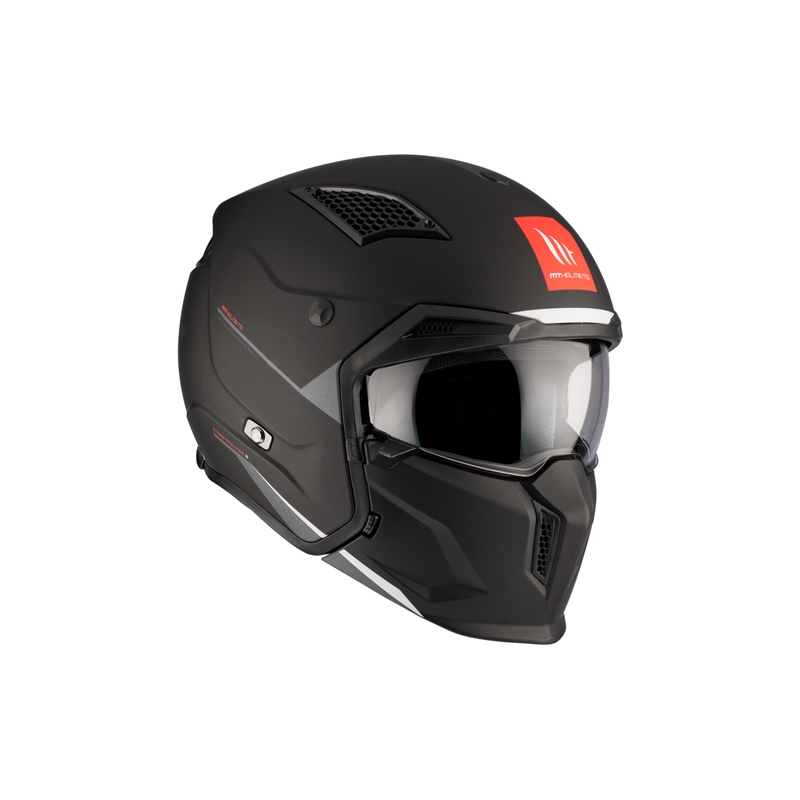 Kask otwarty z maską MT Streetfighter SV S Solid A1 czarny mat z wizjerem irydowym