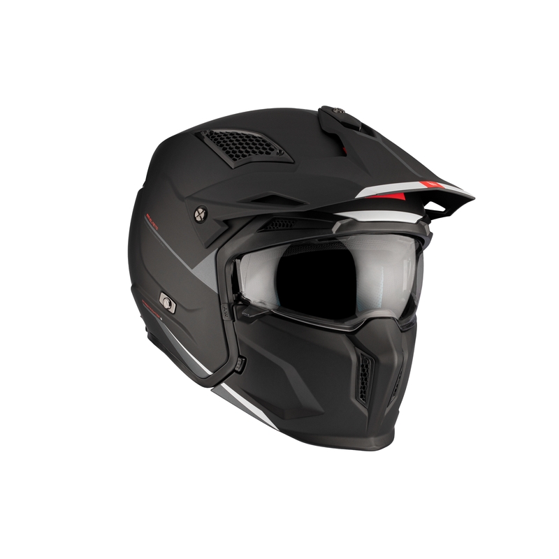 Kask otwarty z maską MT Streetfighter SV S Solid A1 czarny mat z wizjerem irydowym