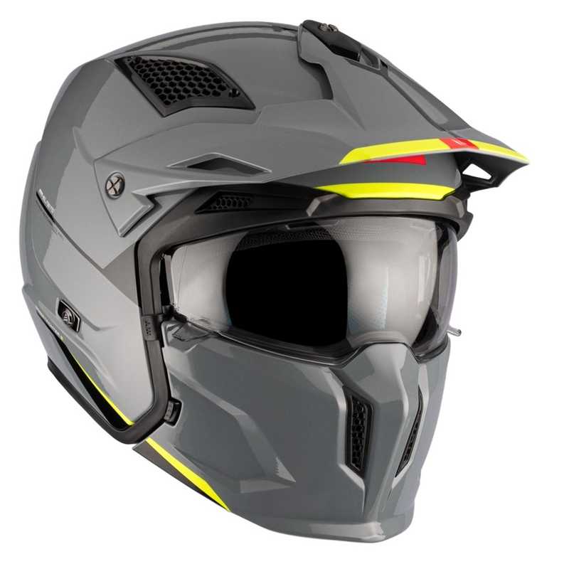 Kask otwarty z maską MT Streetfighter SV S Solid A22 błyszczący szary z wizjerem irydowym