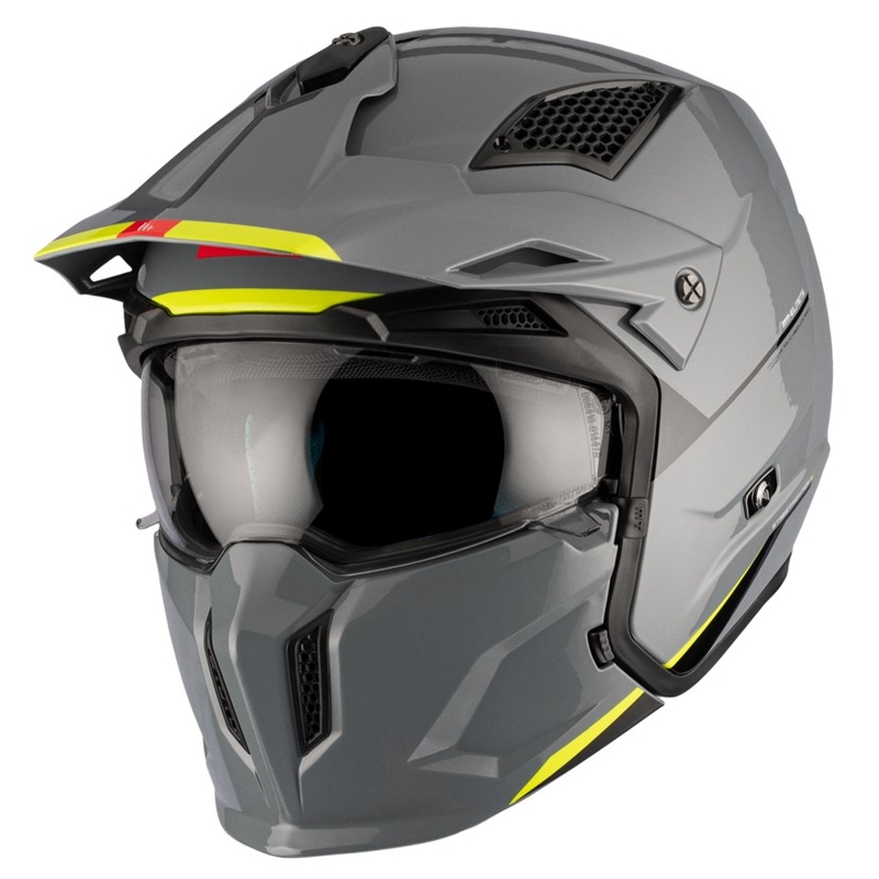 Kask otwarty z maską MT Streetfighter SV S Solid A22 błyszczący szary z wizjerem irydowym