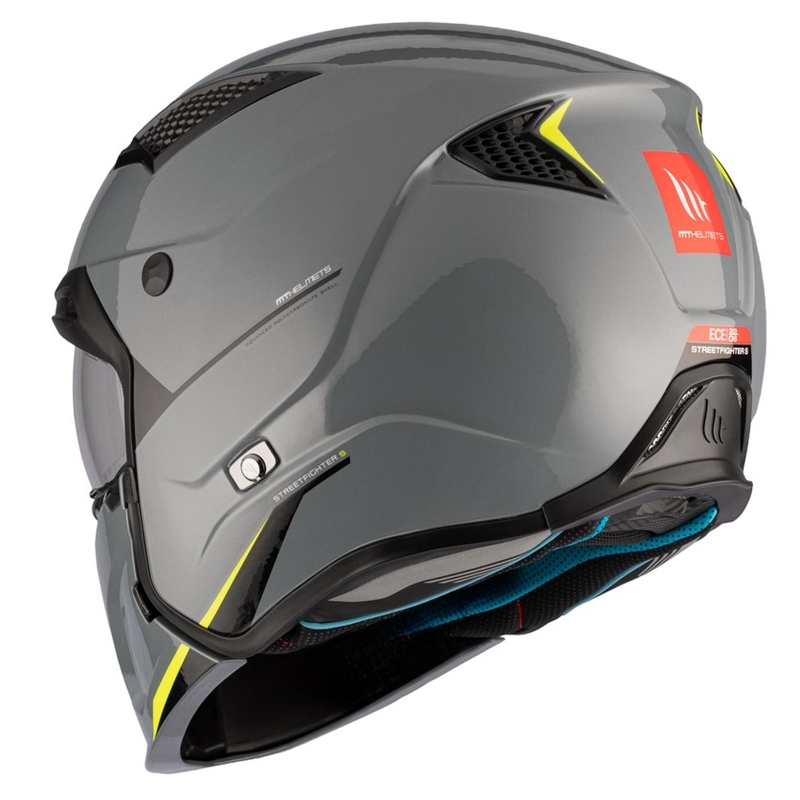 Kask otwarty z maską MT Streetfighter SV S Solid A22 błyszczący szary z wizjerem irydowym