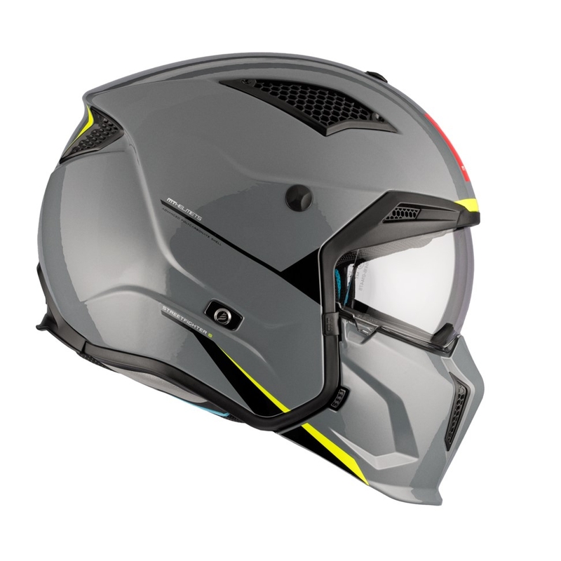 Kask otwarty z maską MT Streetfighter SV S Solid A22 błyszczący szary z wizjerem irydowym