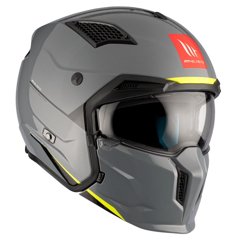 Kask otwarty z maską MT Streetfighter SV S Solid A22 błyszczący szary z wizjerem irydowym