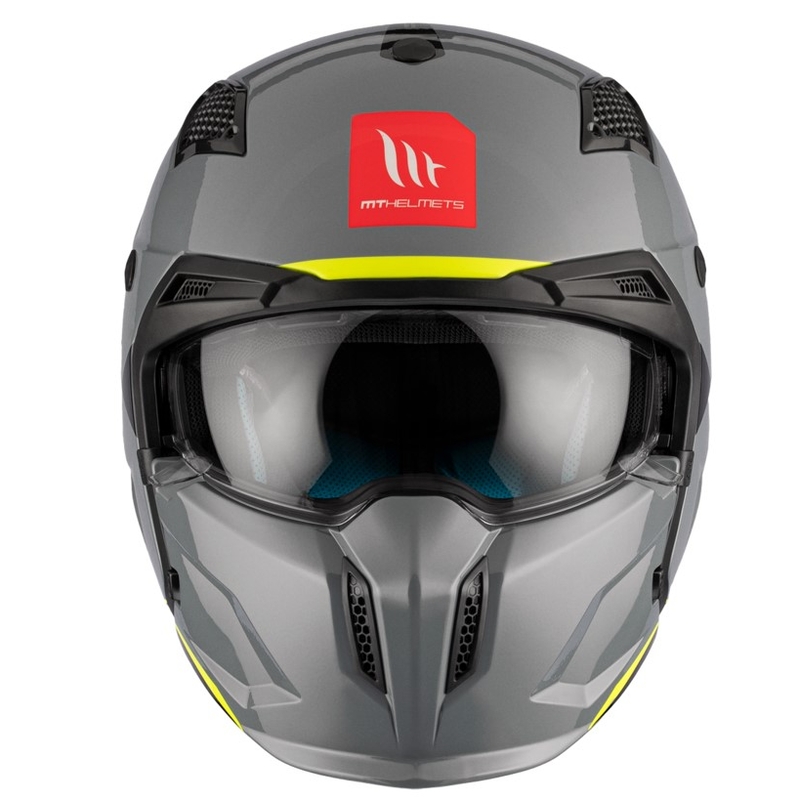 Kask otwarty z maską MT Streetfighter SV S Solid A22 błyszczący szary z wizjerem irydowym