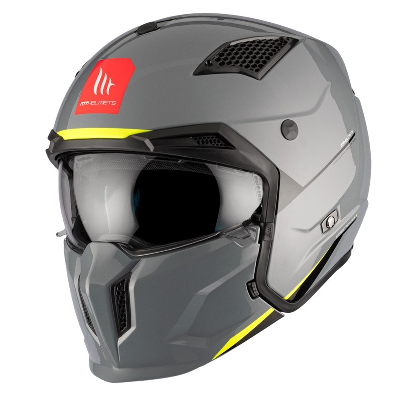 Kask otwarty z maską MT Streetfighter SV S Solid A22 błyszczący szary z wizjerem irydowym