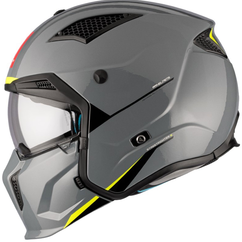 Kask otwarty z maską MT Streetfighter SV S Solid A22 błyszczący szary z wizjerem irydowym