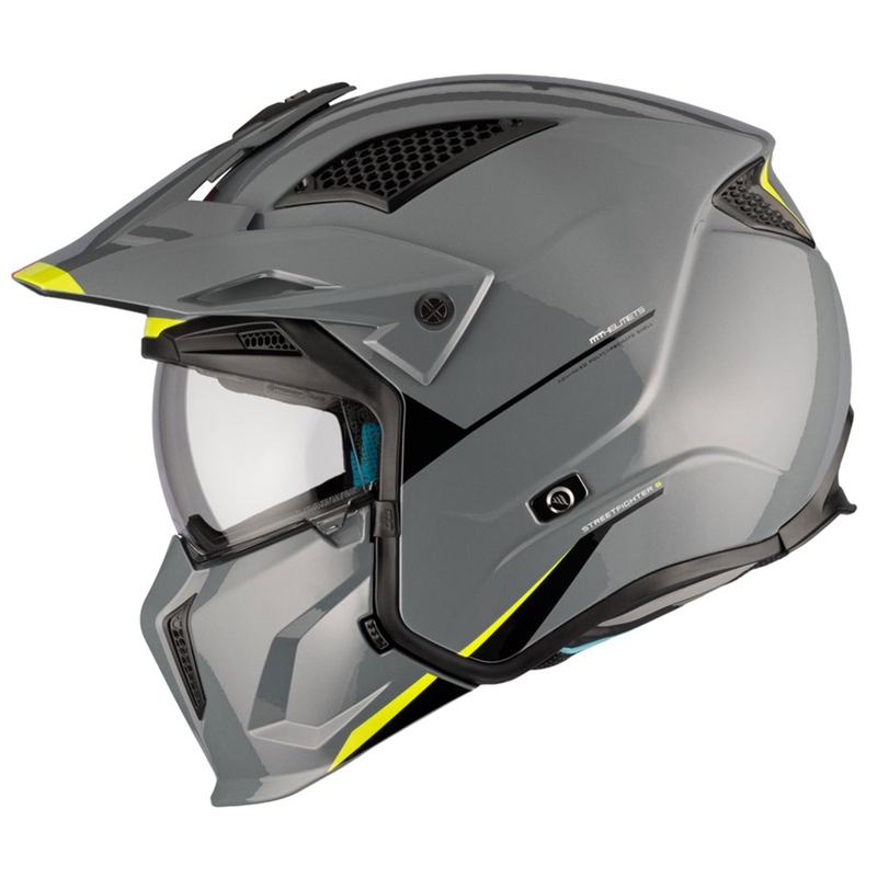 Kask otwarty z maską MT Streetfighter SV S Solid A22 błyszczący szary z wizjerem irydowym