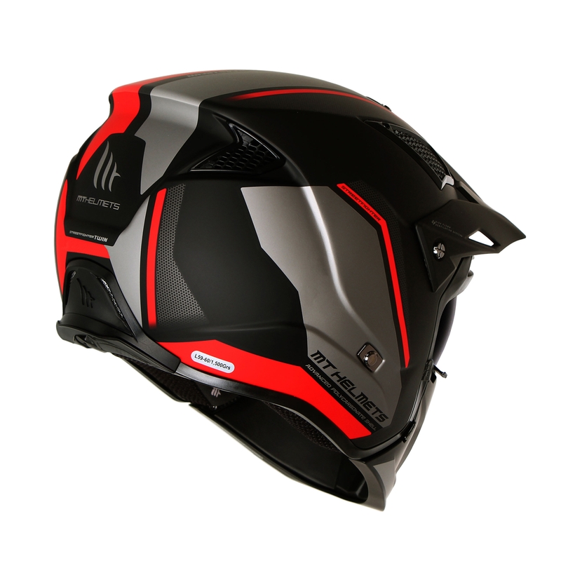 Kask otwarty z maską MT Streetfighter SV S TWIN C5 czarno-czerwony z wizjerem irydowym