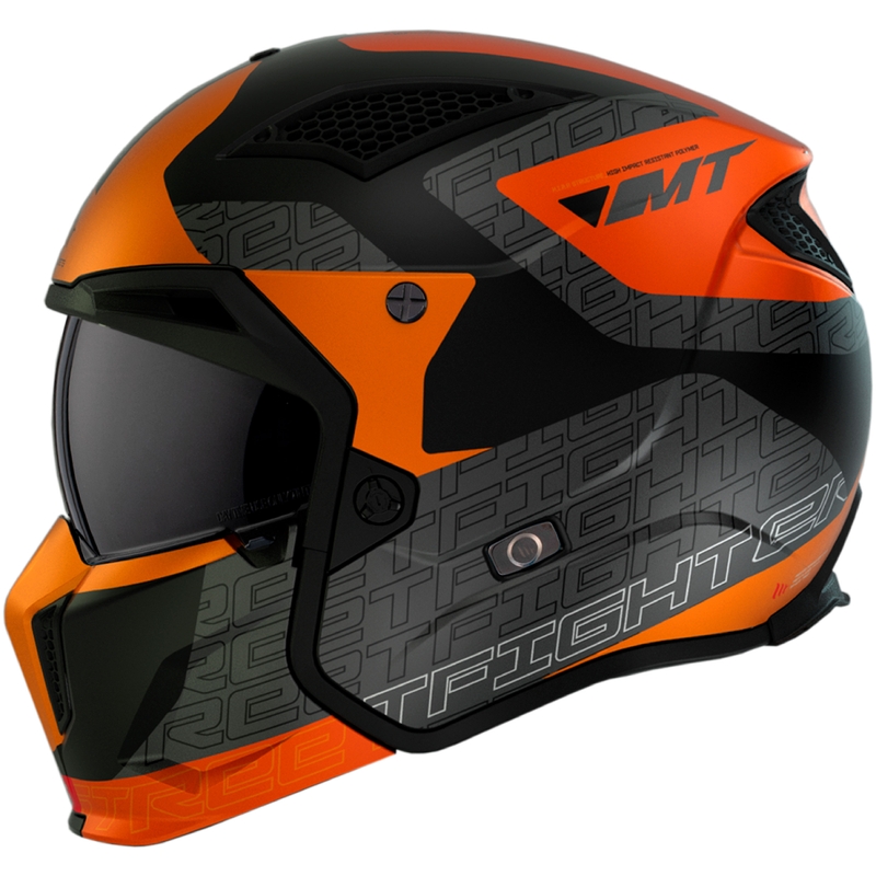 Kask otwarty z maską MT Streetfighter SV Totem B4 czarno-szaro-pomarańczowy z wizjerem irydowym