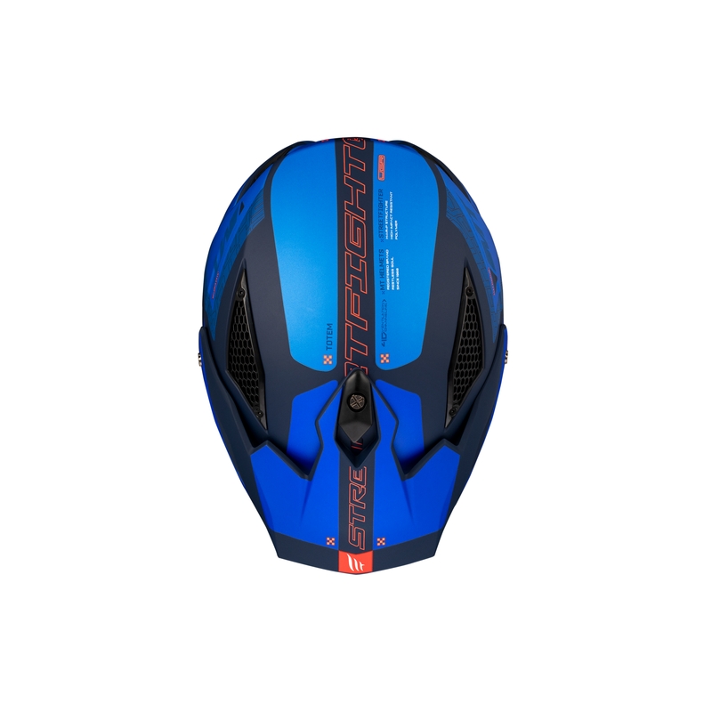Kask otwarty z maską MT Streetfighter SV Totem C17 biało-niebieski z wizjerem irydowym
