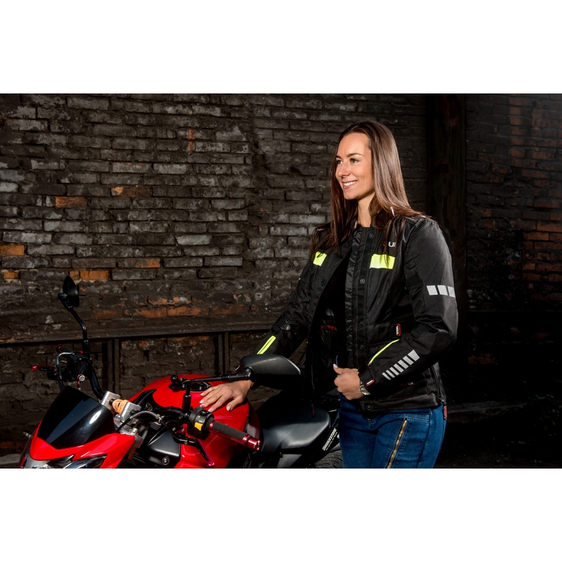 Damska kurtka motocyklowa RSA Gun czarno-fluo żółta wyprzedaż