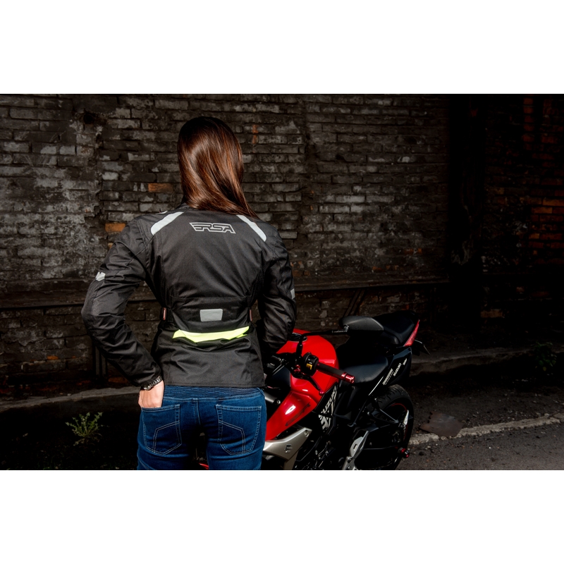 Damska kurtka motocyklowa RSA Gun czarno-fluo żółta wyprzedaż