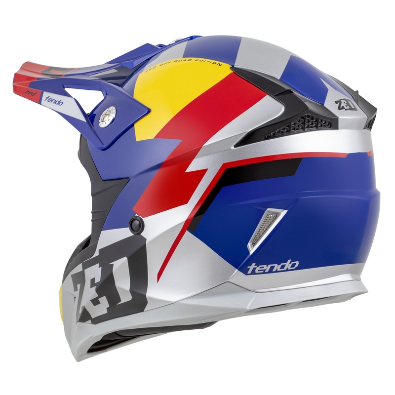 Kask motocrossowy ZED X1.9 Tendo perłowy niebiesko-czerwono-żółto-srebrny