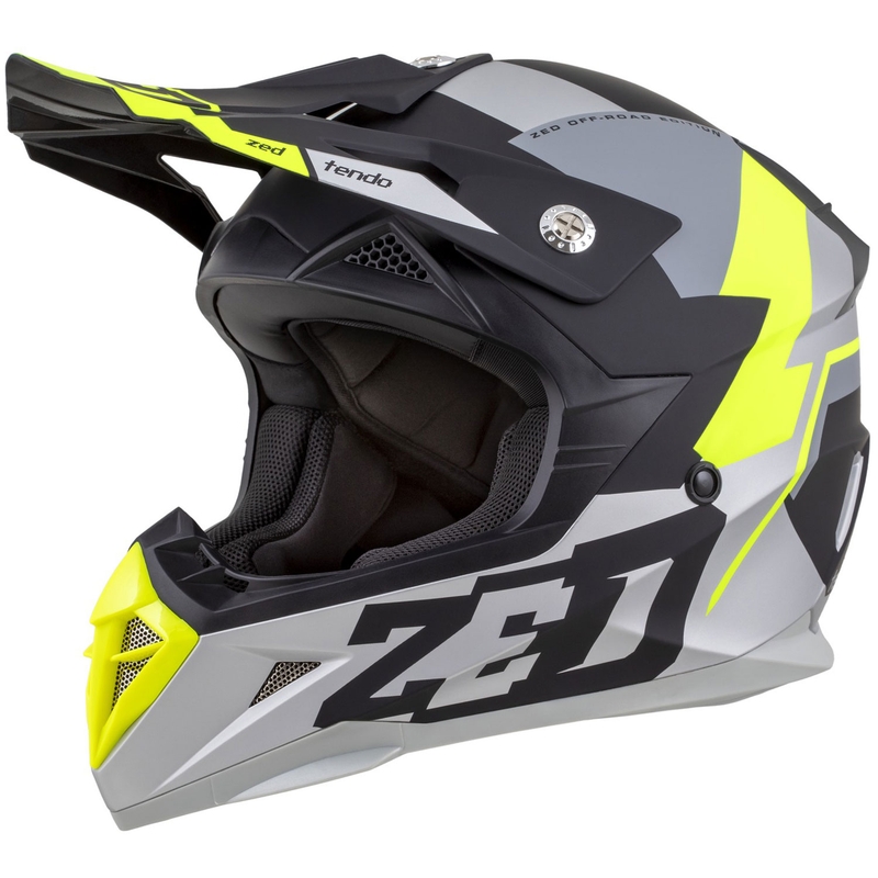 Kask motocrossowy ZED X1.9 Tendo matowy czarny-ciemnoszary-jasnoszary-fluo żółty