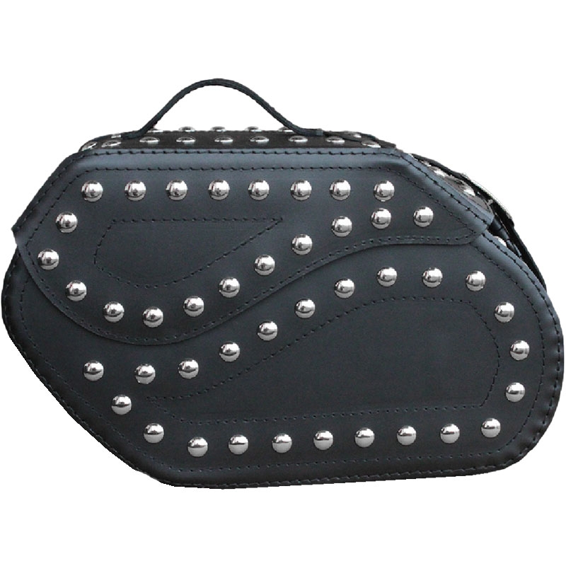 Torby motocyklowe skórzane RSA S221 z zamkiem i nitami czarne