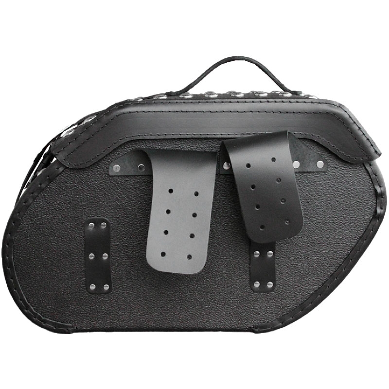Torby motocyklowe skórzane RSA S221 z zamkiem i nitami czarne