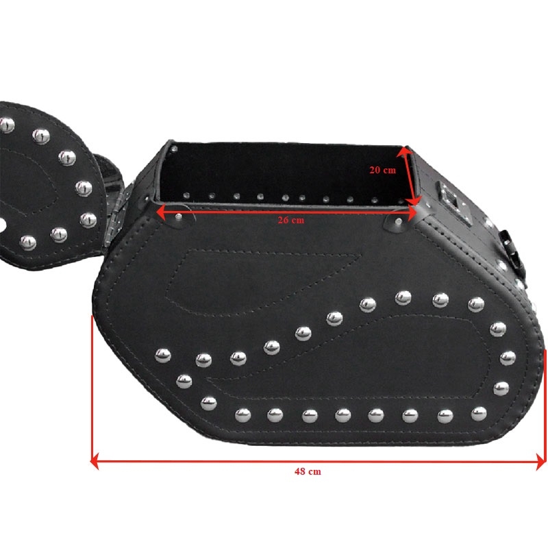 Torby motocyklowe skórzane RSA S221 z zamkiem i nitami czarne