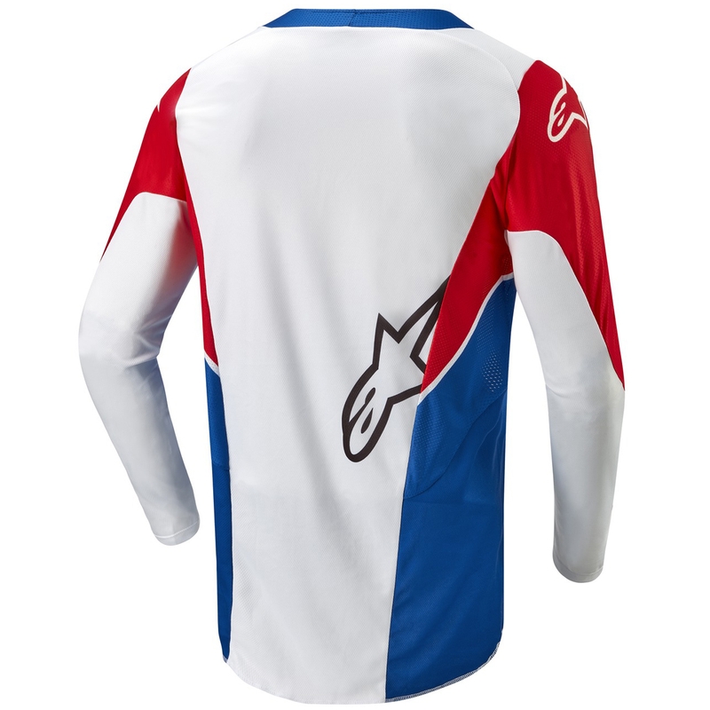 Koszulka motocrossowa Alpinestars Racer Iconic Honda z kolekcji biało-niebiesko-czerwono-czarnej